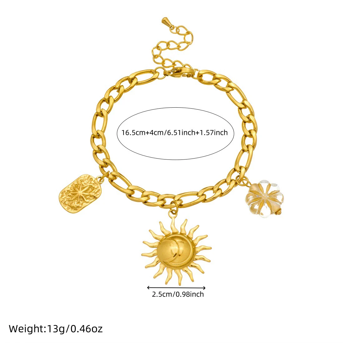 Wholesale Women's Stainless Steel Electroplated Jewelry Set With Stars Sun And Moon Clouds And Universe Patterns Round Heartshaped Pendant And Cross Chain - Image 4