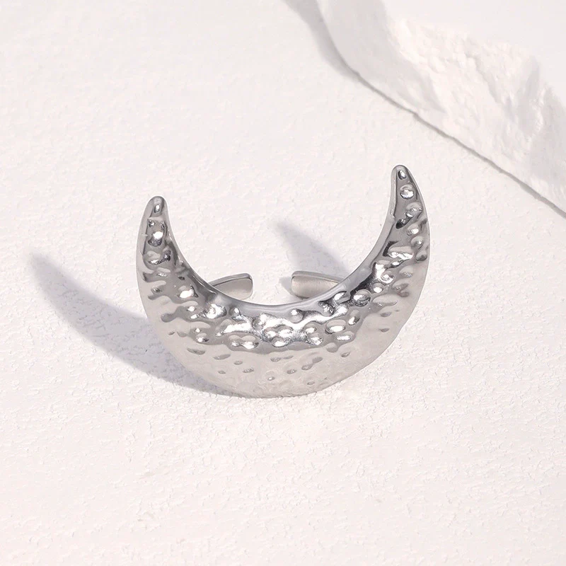 Wholesale Women's Stainless Steel Electroplated Star Constellation Hammered Open Ring Jewelry - Image 3