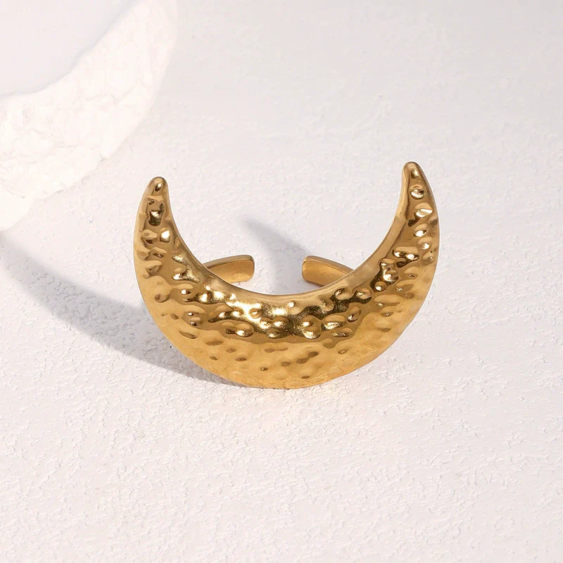 Wholesale Women's Stainless Steel Electroplated Star Constellation Hammered Open Ring Jewelry - Image 4