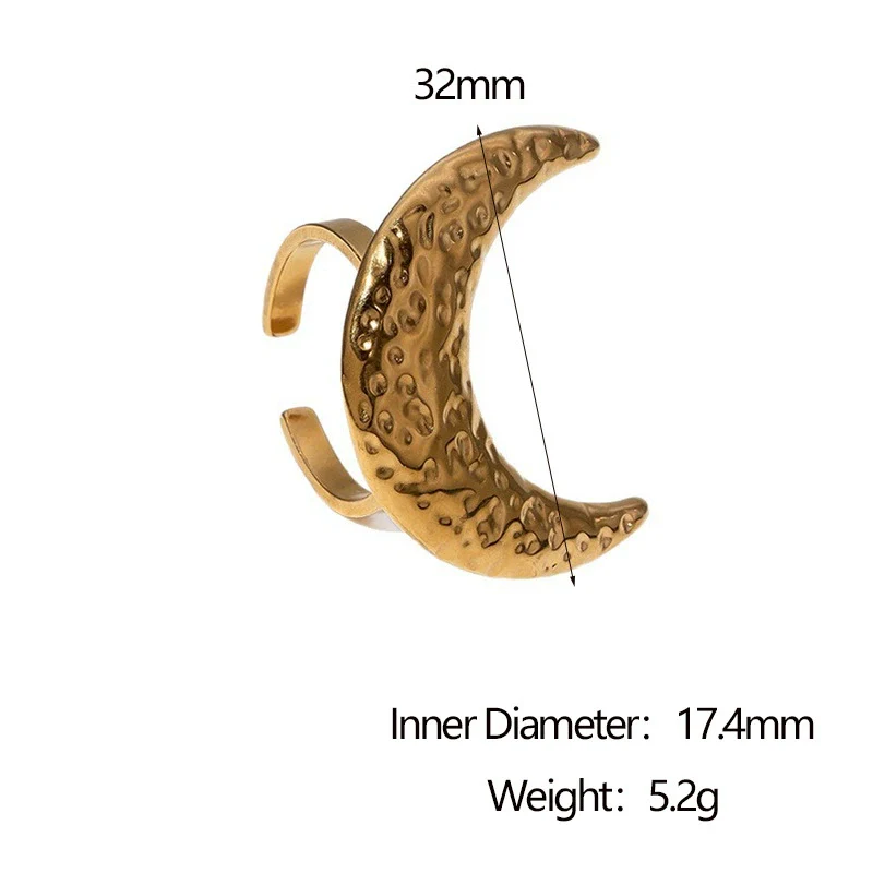 Wholesale Women's Stainless Steel Electroplated Star Constellation Hammered Open Ring Jewelry - Image 5