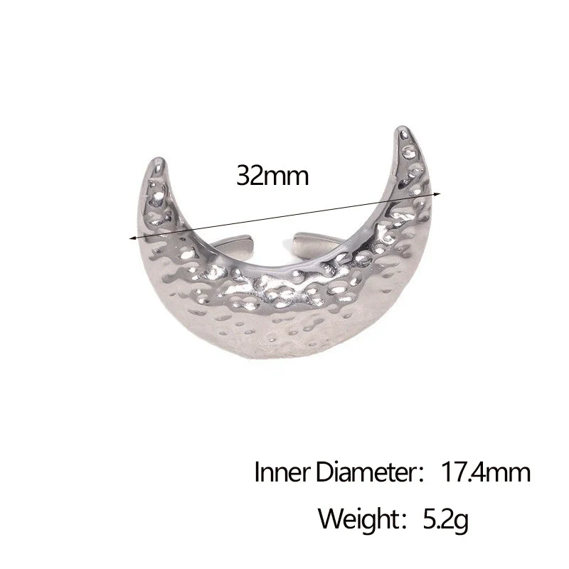 Wholesale Women's Stainless Steel Electroplated Star Constellation Hammered Open Ring Jewelry - Image 6