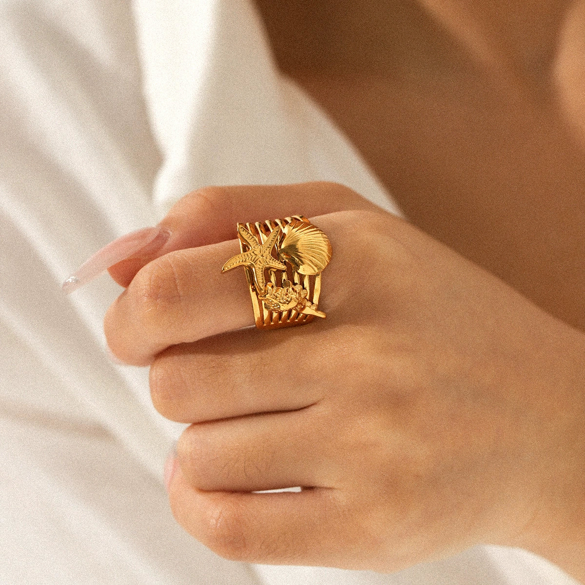 Wholesale Women's Stainless Steel Electroplated Star Geometric Animal Zodiac Open Ring