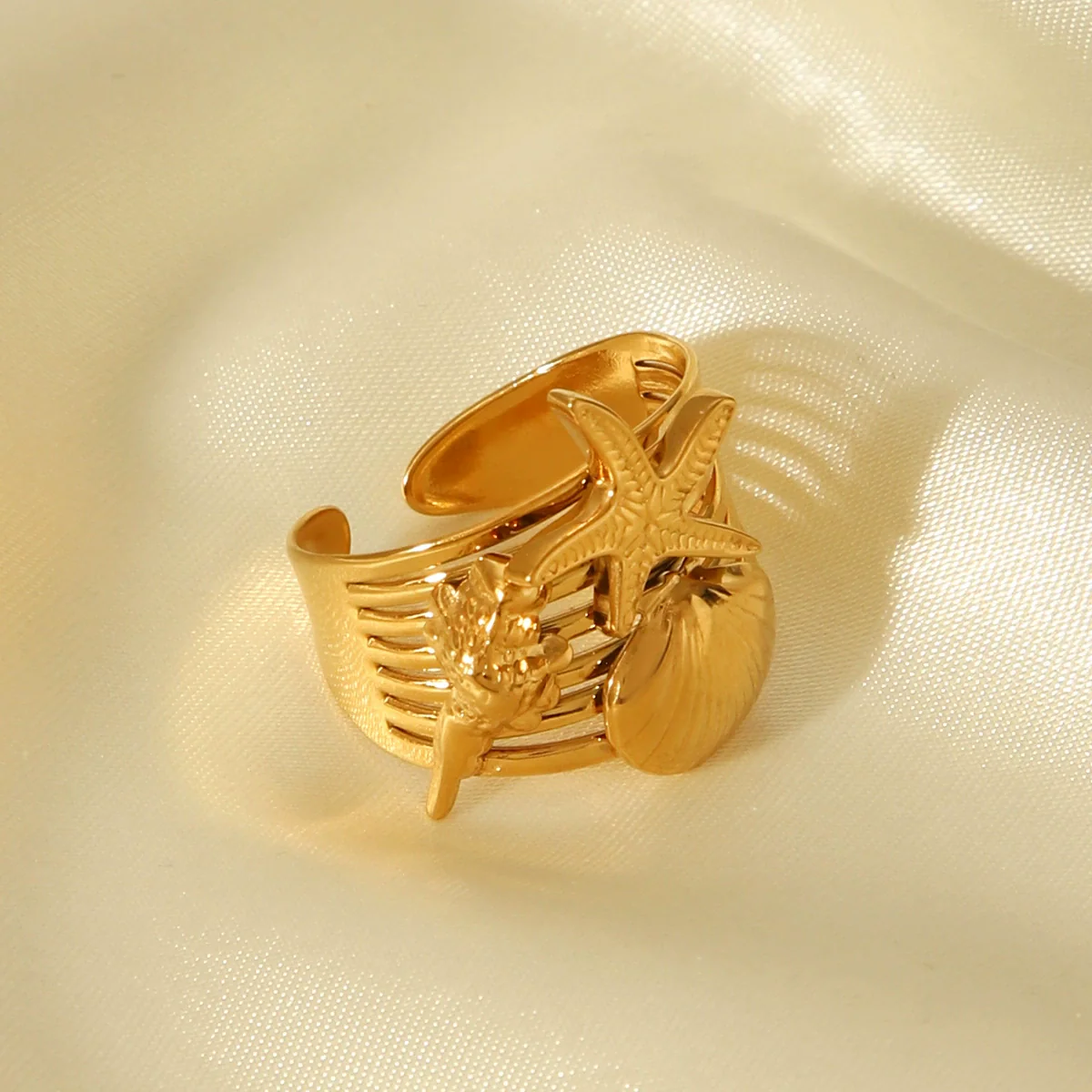 Wholesale Women's Stainless Steel Electroplated Star Geometric Animal Zodiac Open Ring - Image 3