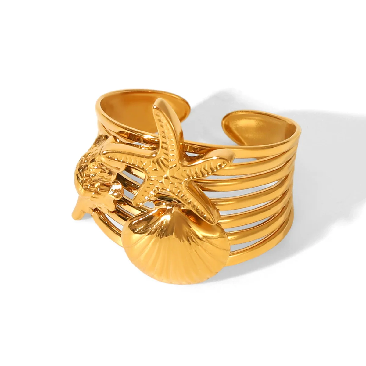 Wholesale Women's Stainless Steel Electroplated Star Geometric Animal Zodiac Open Ring - Image 5