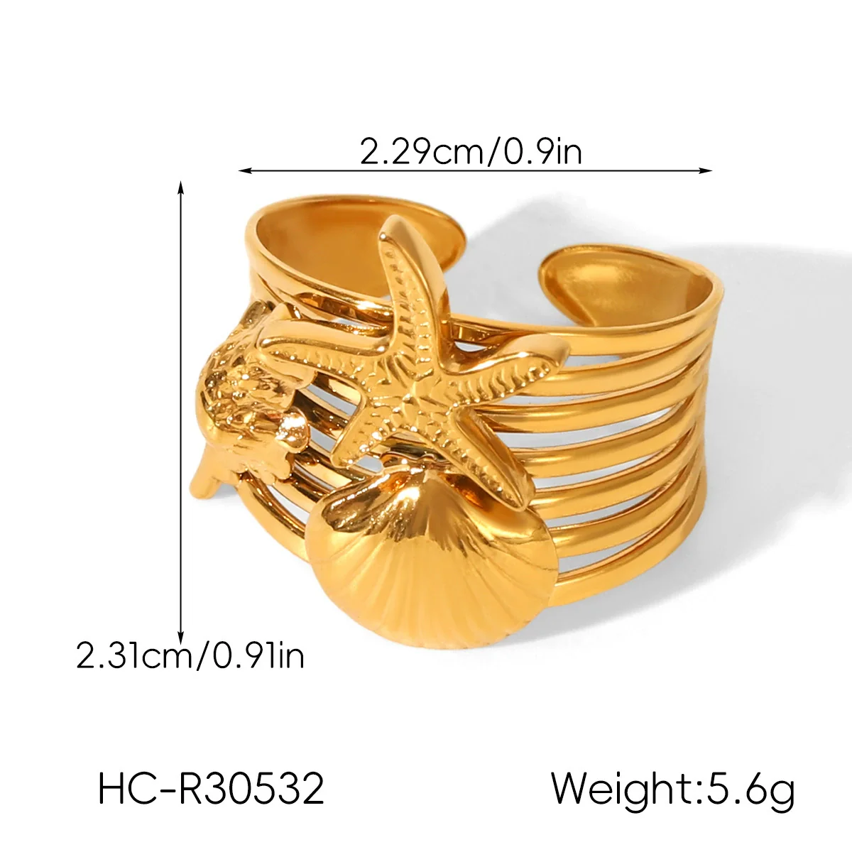 Wholesale Women's Stainless Steel Electroplated Star Geometric Animal Zodiac Open Ring - Image 6