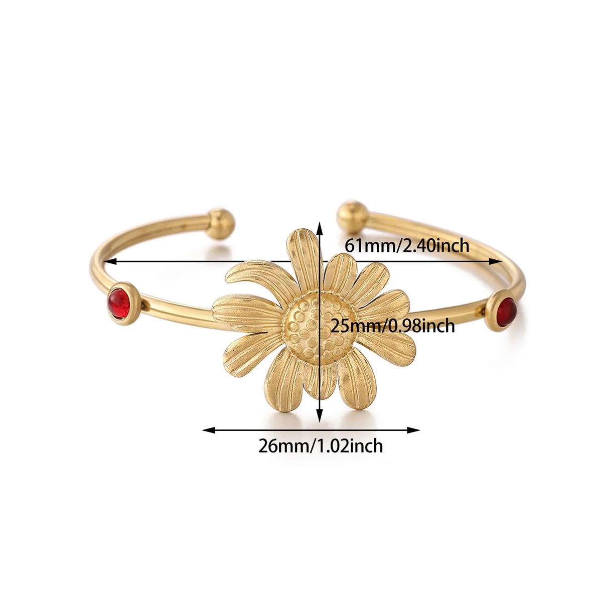 Wholesale Women's Stainless Steel Electroplated Sun Petal Open Bracelet With Plants And Flowers Style - Image 5