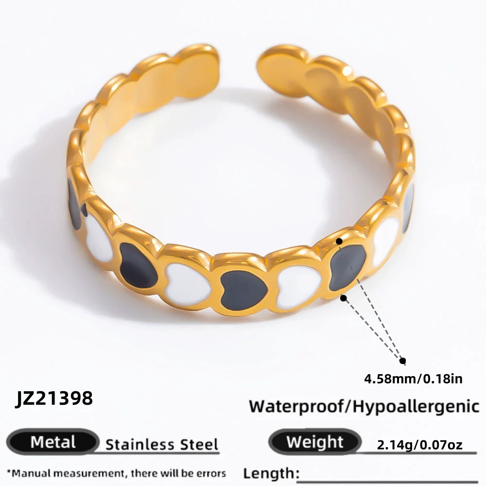 Wholesale Women's Stainless Steel Fashion Jewelry Electroplated Ring With Heart Wave Geometric Animal Zodiac Letter Number And Text Patterns - Image 10