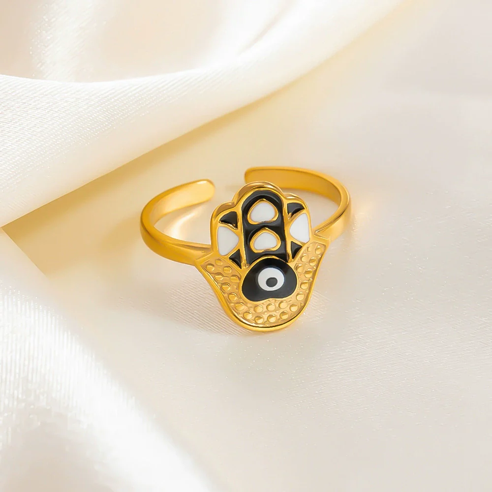 Wholesale Women's Stainless Steel Fashion Jewelry Electroplated Ring With Heart Wave Geometric Animal Zodiac Letter Number And Text Patterns - Image 3