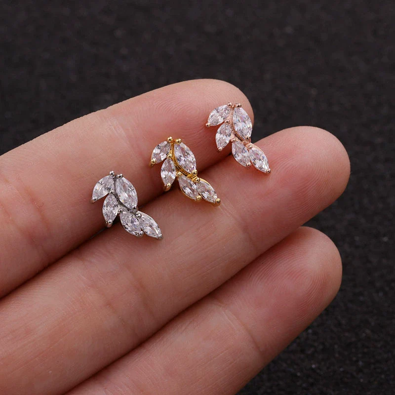 Wholesale Women's Stainless Steel Fivepointed Star Zircon Inlaid Ear Piercing Jewelry - Image 2