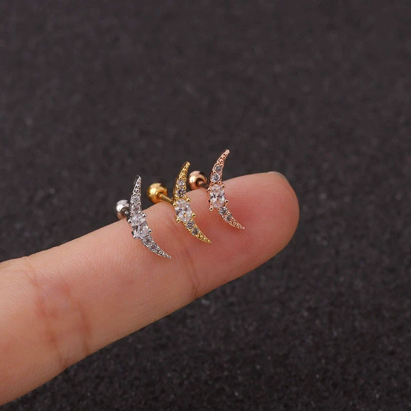 Wholesale Women's Stainless Steel Fivepointed Star Zircon Inlaid Ear Piercing Jewelry - Image 4