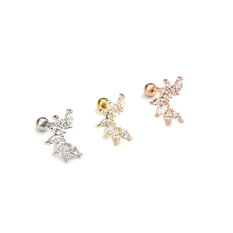 Wholesale Women's Stainless Steel Fivepointed Star Zircon Inlaid Ear Piercing Jewelry - Image 5