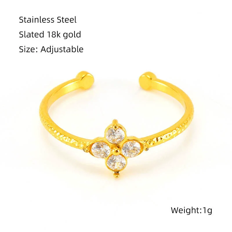Wholesale Women's 316L Stainless Steel Flower Ring With Inlaid Zircon And Electroplating Treatment - Image 6