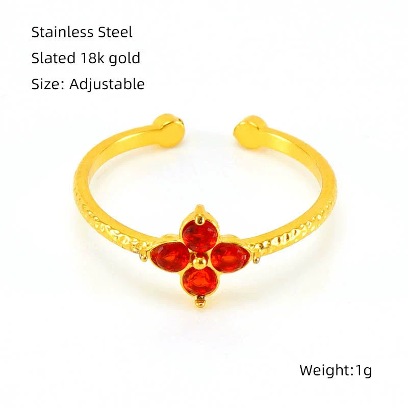 Wholesale Women's 316L Stainless Steel Flower Ring With Inlaid Zircon And Electroplating Treatment - Image 8