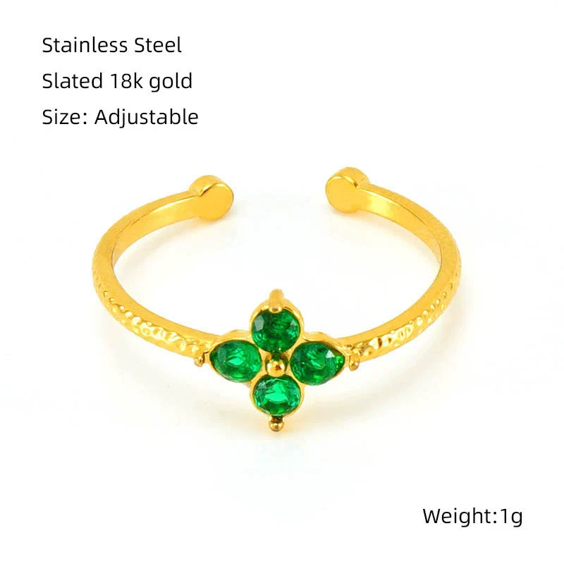 Wholesale Women's 316L Stainless Steel Flower Ring With Inlaid Zircon And Electroplating Treatment - Image 9