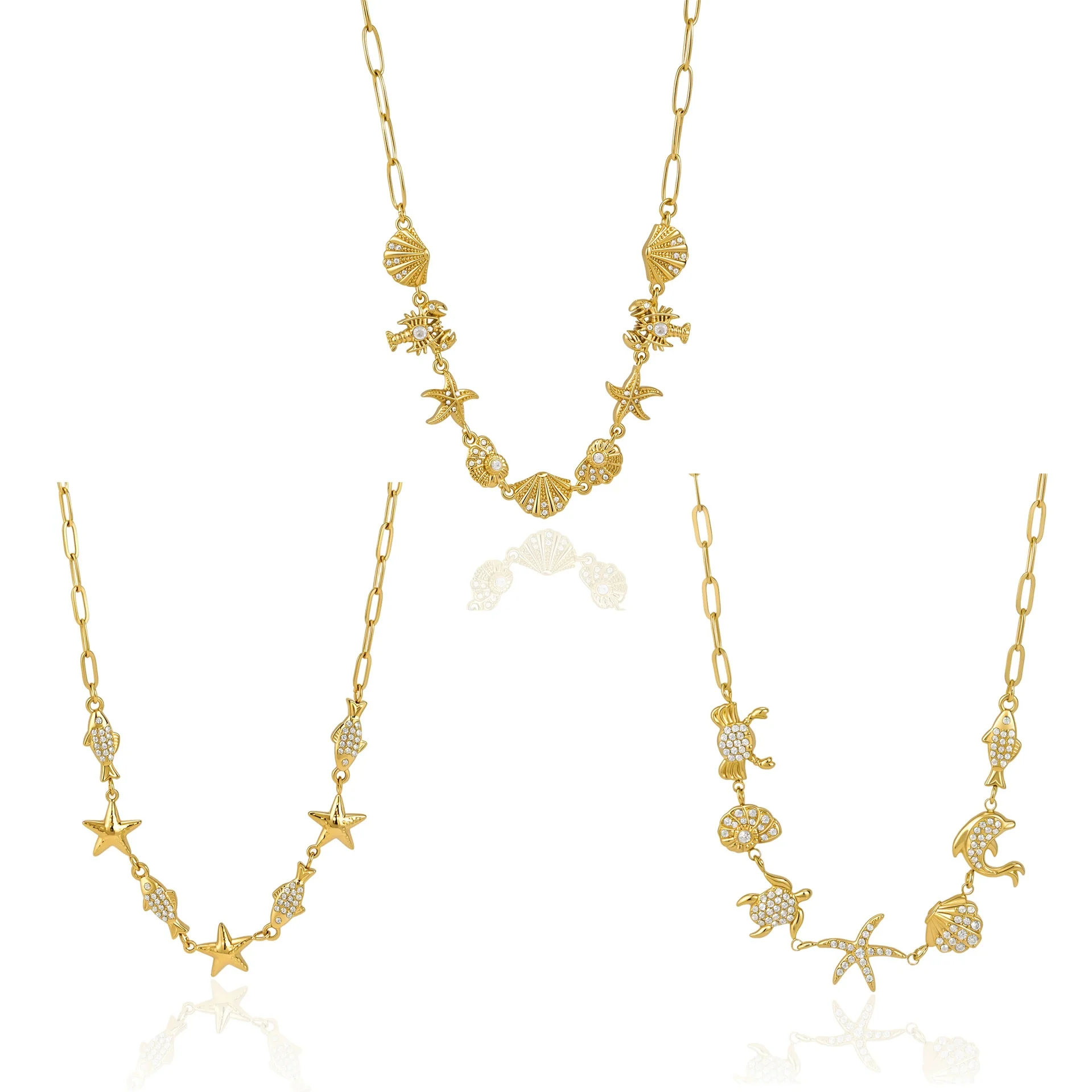 Wholesale Women's Stainless Steel Geometric Animal Style Necklace With Pvd Furnace Vacuum Real Gold Plating - Image 5