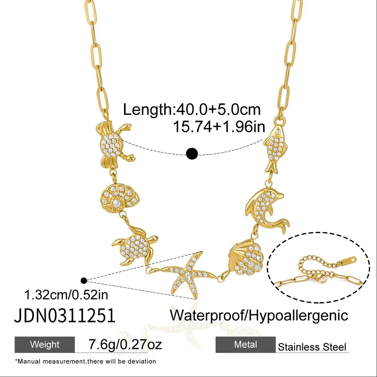 Wholesale Women's Stainless Steel Geometric Animal Style Necklace With Pvd Furnace Vacuum Real Gold Plating - Image 7