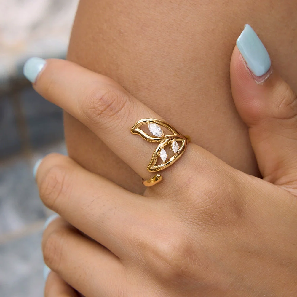 Wholesale Women's Stainless Steel Geometric Animal Style Pvd Furnace Vacuum Real Gold Plated Ring Accessories - Image 3