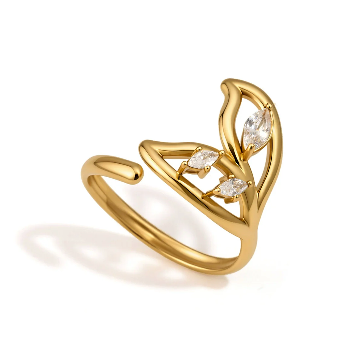 Wholesale Women's Stainless Steel Geometric Animal Style Pvd Furnace Vacuum Real Gold Plated Ring Accessories - Image 5
