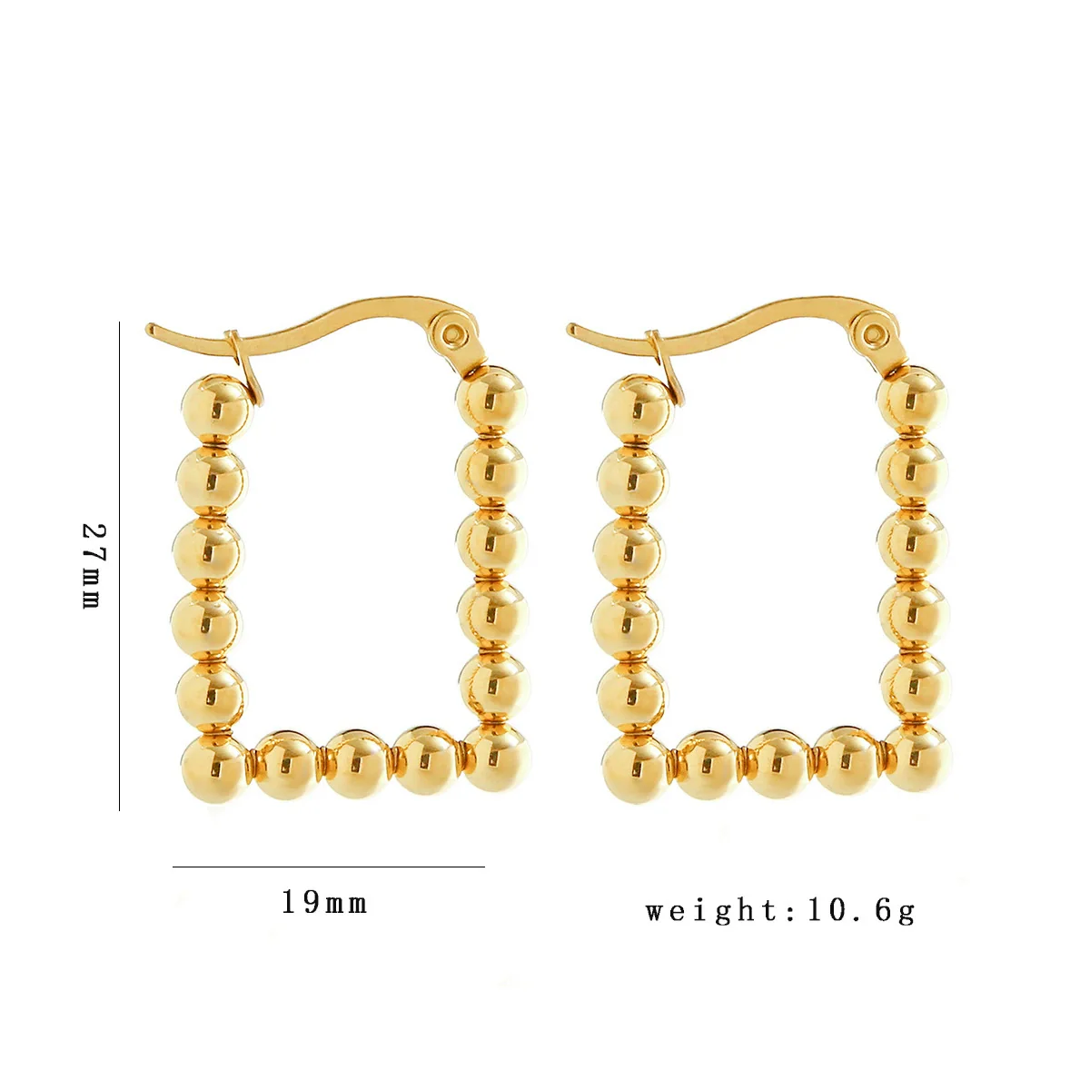 Wholesale Women's Stainless Steel Geometric Beaded Electroplated Earrings - Image 10