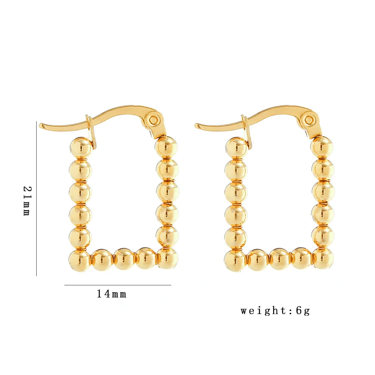 Wholesale Women's Stainless Steel Geometric Beaded Electroplated Earrings - Image 11
