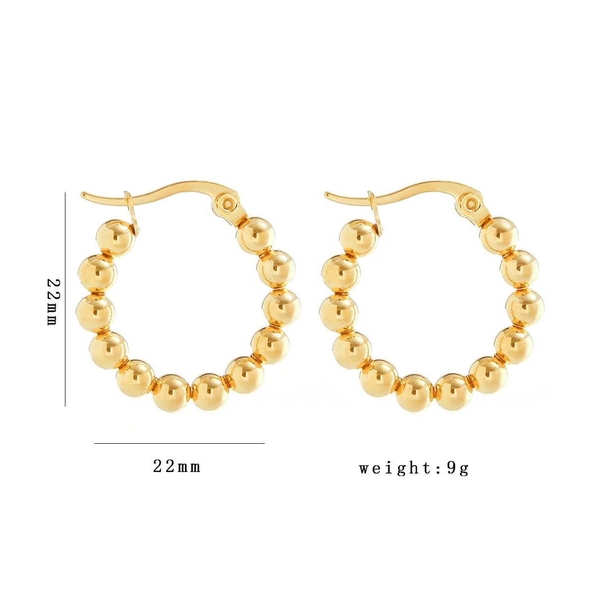 Wholesale Women's Stainless Steel Geometric Beaded Electroplated Earrings - Image 6