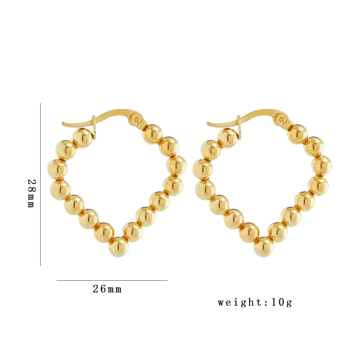 Wholesale Women's Stainless Steel Geometric Beaded Electroplated Earrings - Image 7