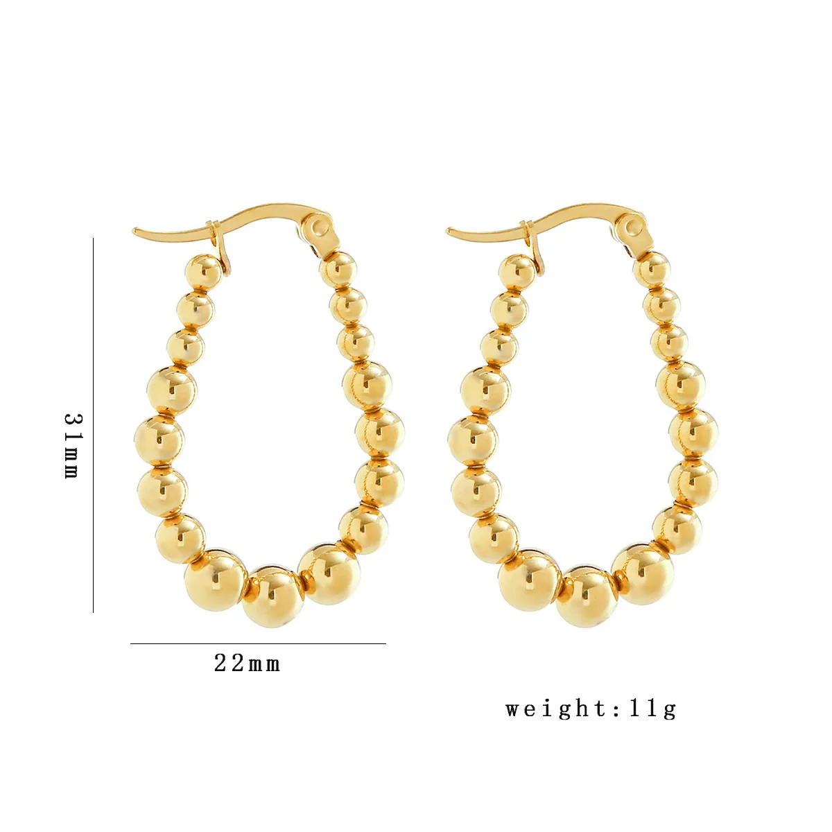 Wholesale Women's Stainless Steel Geometric Beaded Electroplated Earrings - Image 8