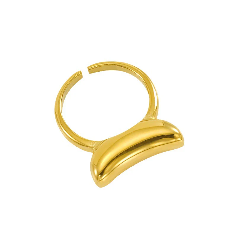 Wholesale Women's 316L Stainless Steel Geometric Drop Shape Open Ring With Electroplating - Image 5