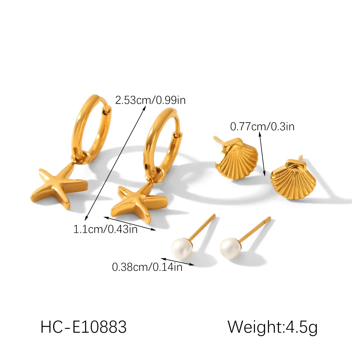 Wholesale Women's Stainless Steel Geometric Earrings Set With Pvd Furnace Vacuum Real Gold Plating - Image 10