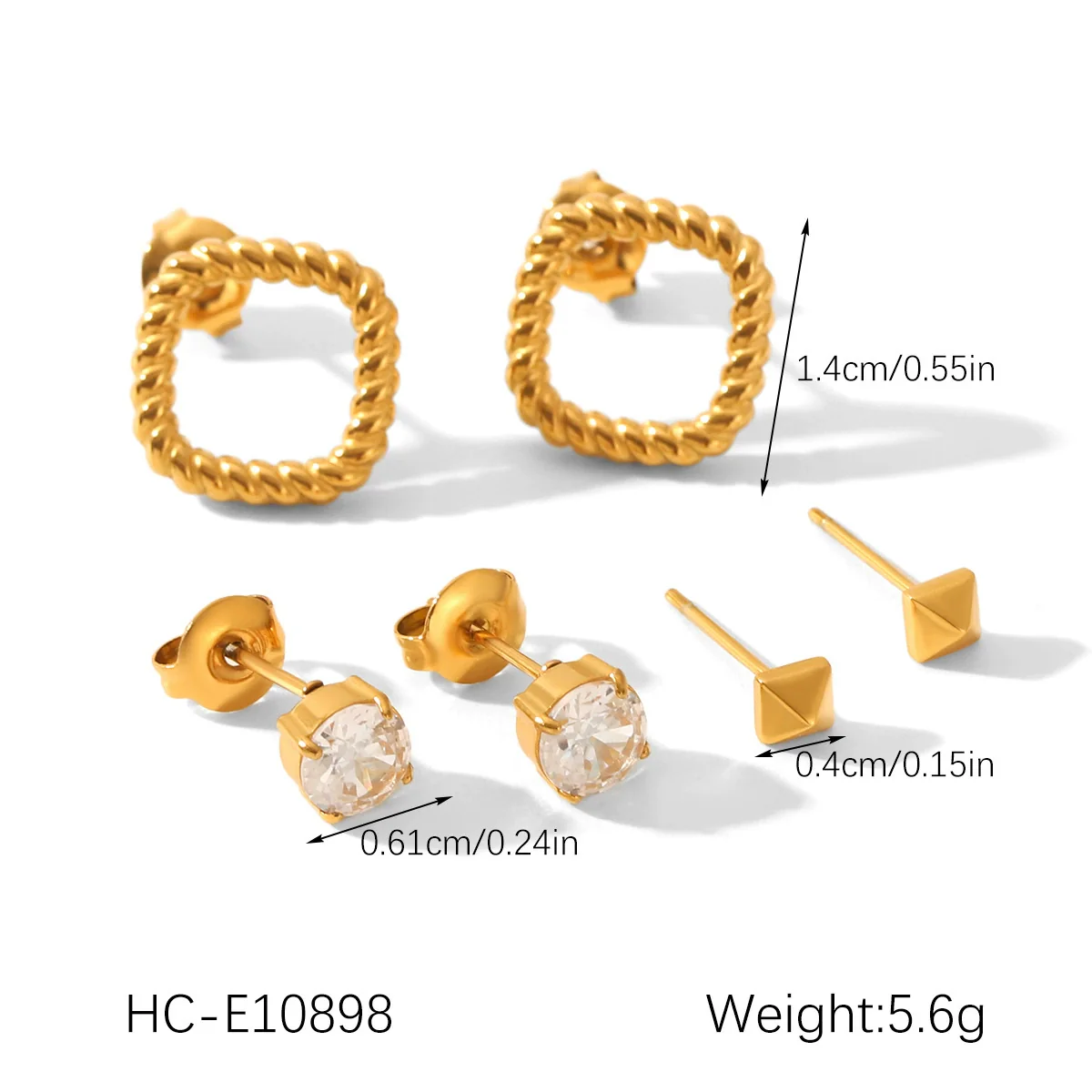 Wholesale Women's Stainless Steel Geometric Earrings Set With Pvd Furnace Vacuum Real Gold Plating - Image 12