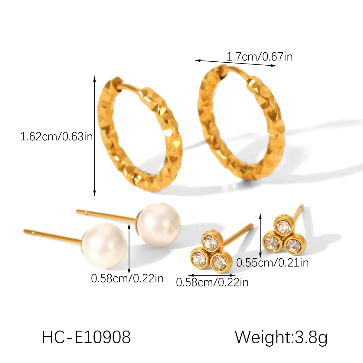 Wholesale Women's Stainless Steel Geometric Earrings Set With Pvd Furnace Vacuum Real Gold Plating - Image 16