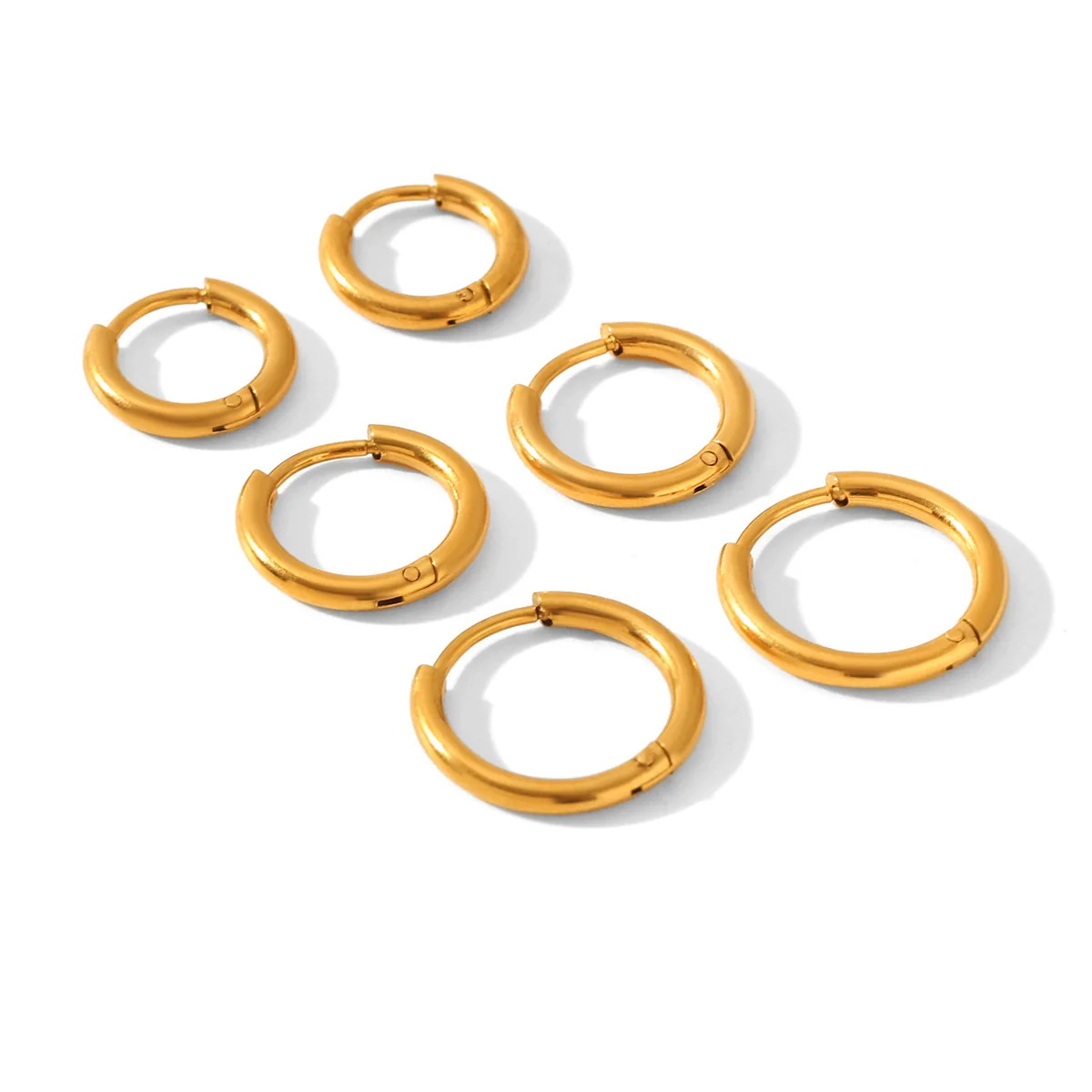 Wholesale Women's Stainless Steel Geometric Earrings Set With Pvd Furnace Vacuum Real Gold Plating - Image 4
