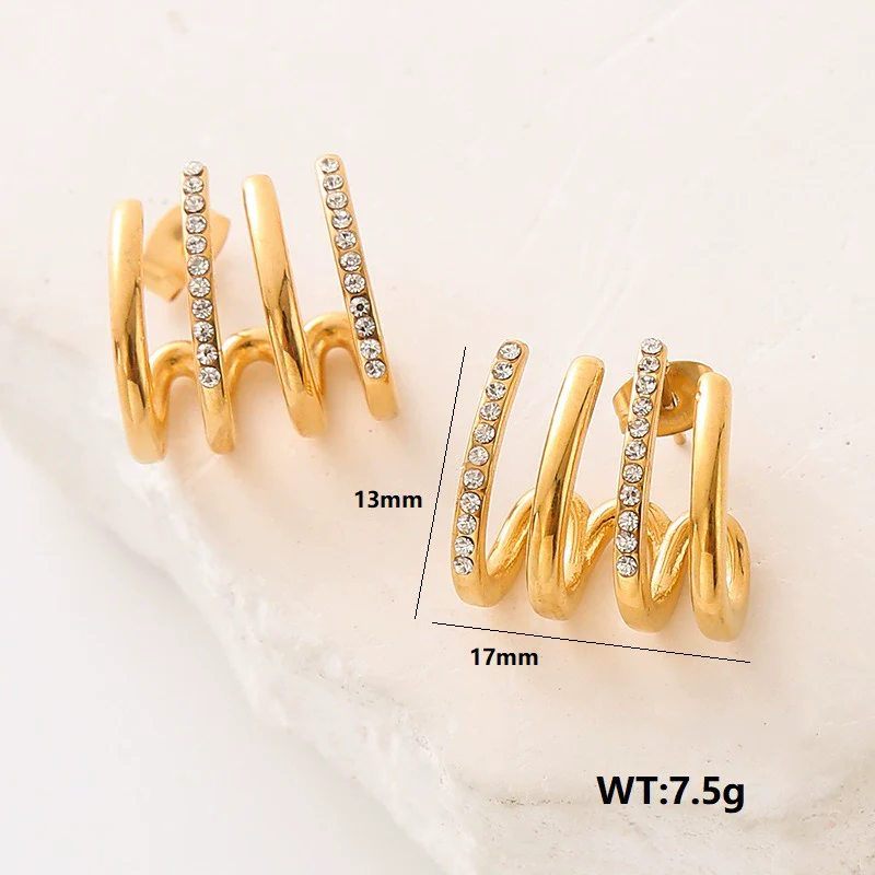 Wholesale Women's Stainless Steel Geometric Electroplated Earrings Light Luxury Elegant Niche Design - Image 7