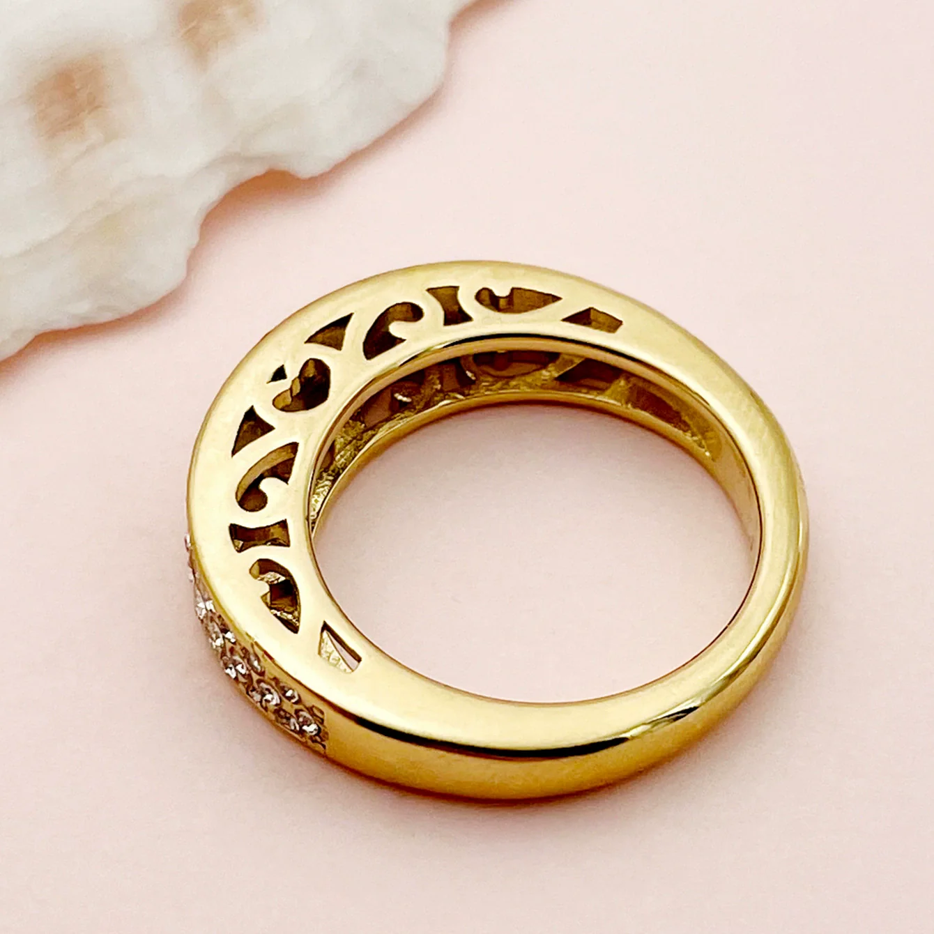 Wholesale Women's Stainless Steel Geometric Fashionable Electroplated Zircon Ring - Image 2