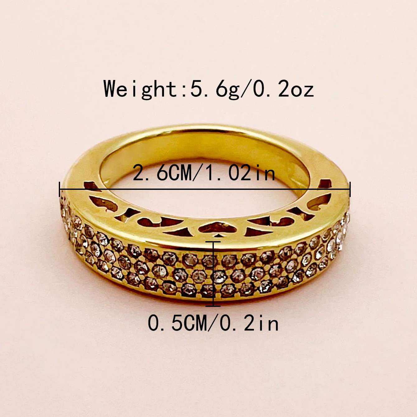 Wholesale Women's Stainless Steel Geometric Fashionable Electroplated Zircon Ring - Image 4