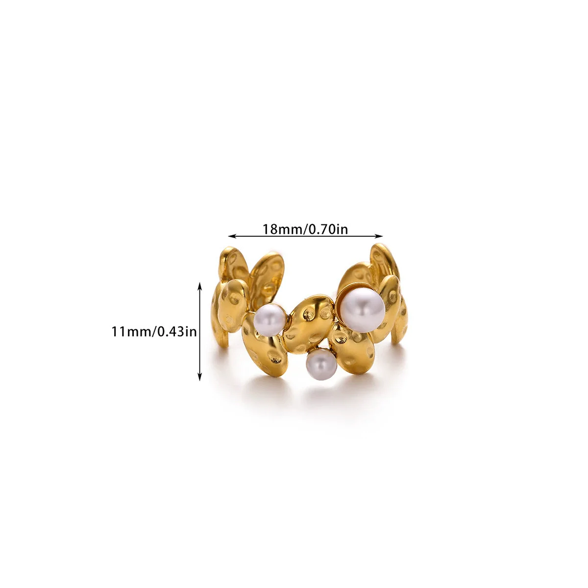 Wholesale Women's Stainless Steel Geometric Heart Shape 18K Gold Inlaid Ring - Image 10