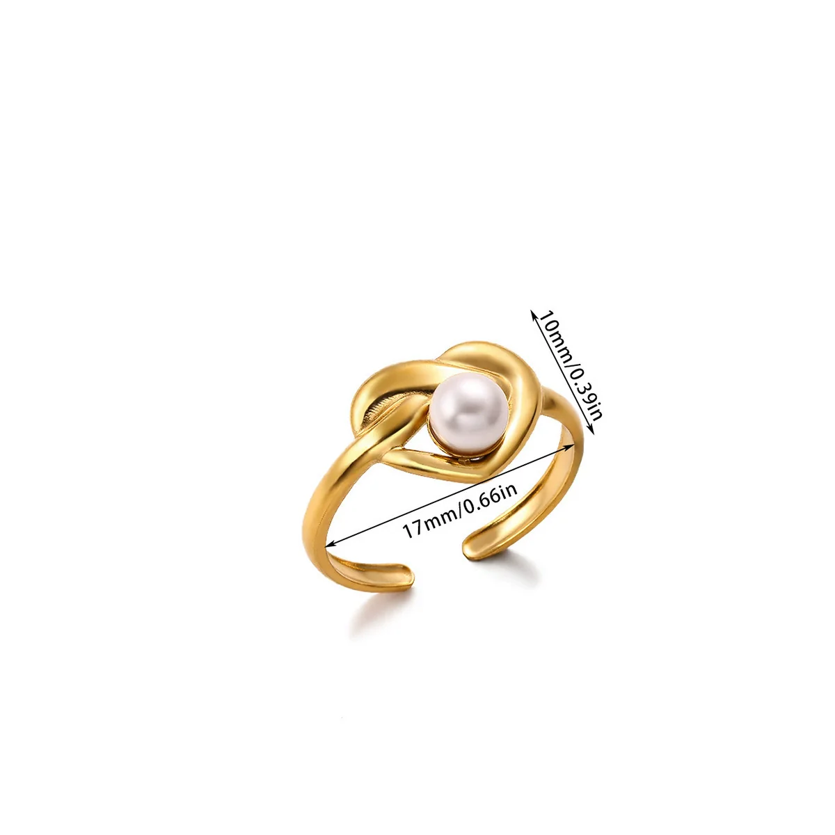 Wholesale Women's Stainless Steel Geometric Heart Shape 18K Gold Inlaid Ring - Image 12