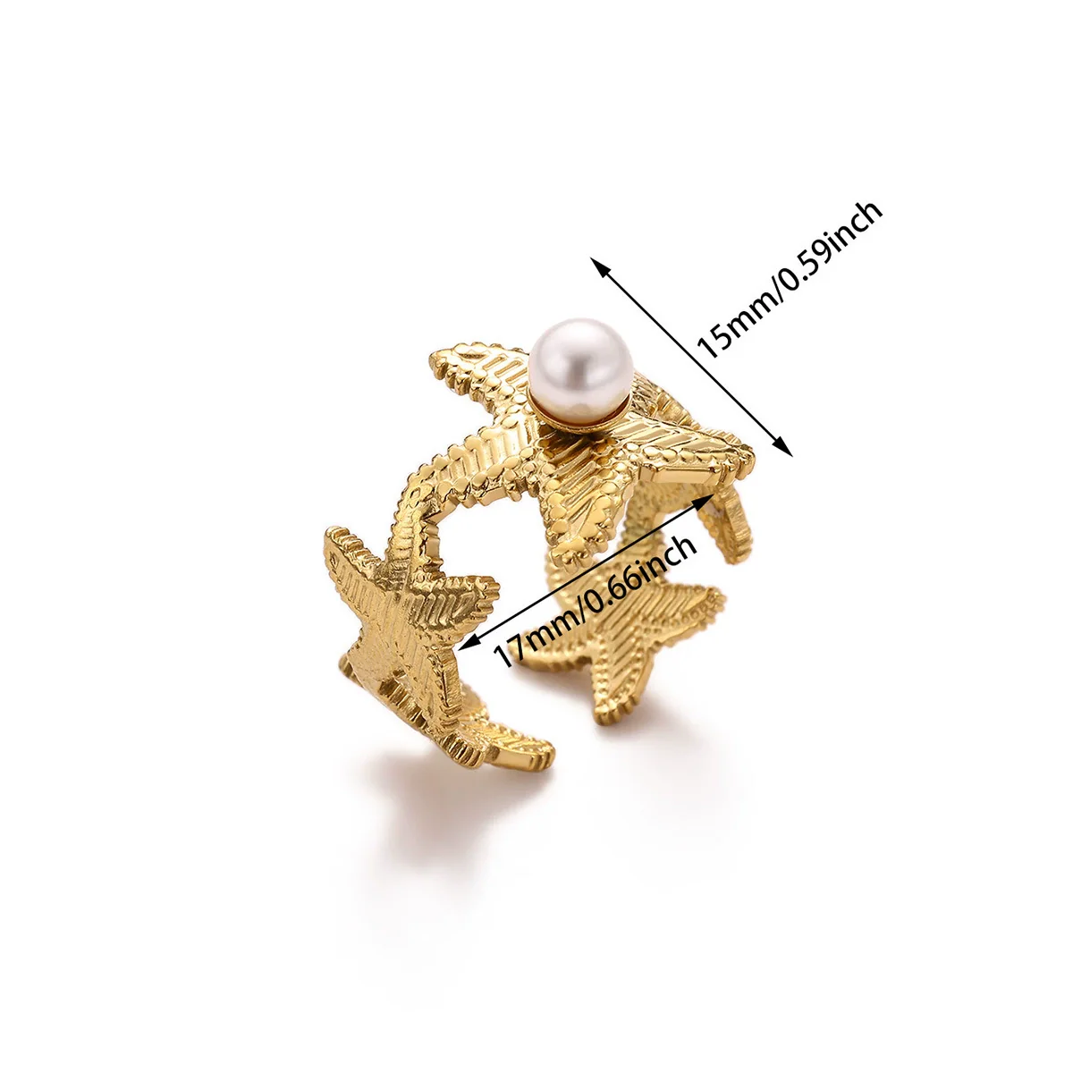 Wholesale Women's Stainless Steel Geometric Heart Shape 18K Gold Inlaid Ring - Image 15