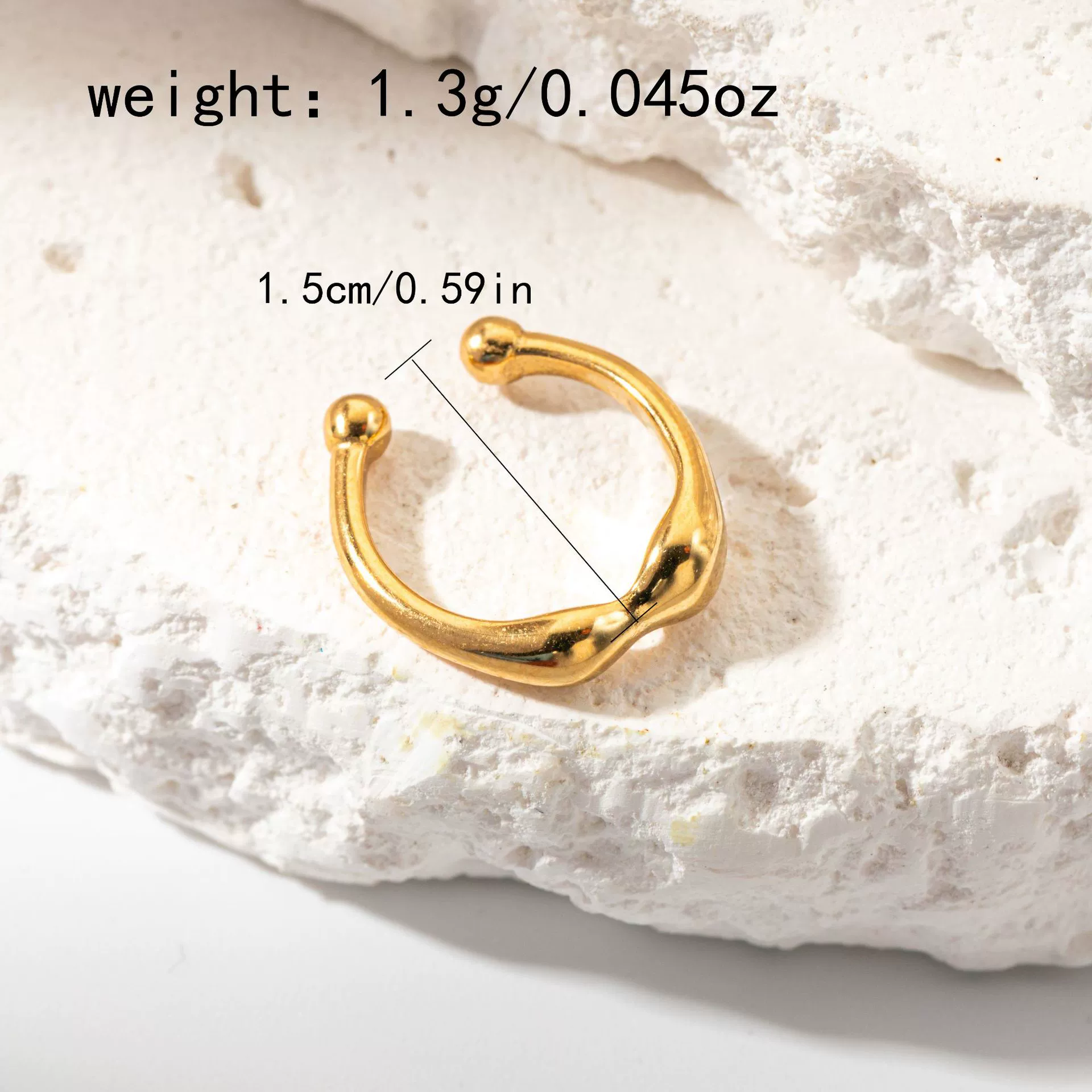 Wholesale Women's Stainless Steel Geometric Hollow Water Drop Clipon Ear Cuffs Without Piercing Electroplated - Image 9