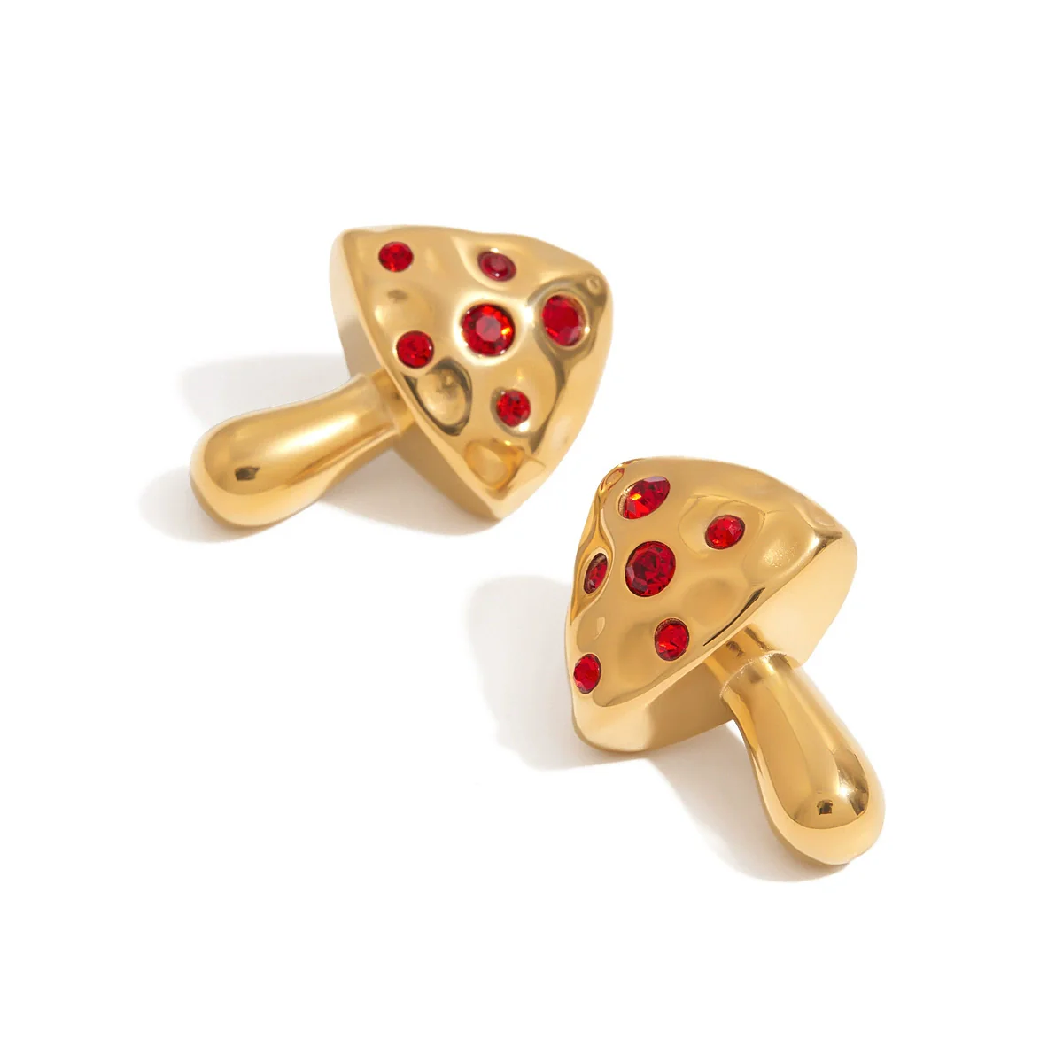 Wholesale Women's Stainless Steel Geometric Mushroom Red Zirconium Electroplated Earrings Luxury Highend Accessories - Image 5