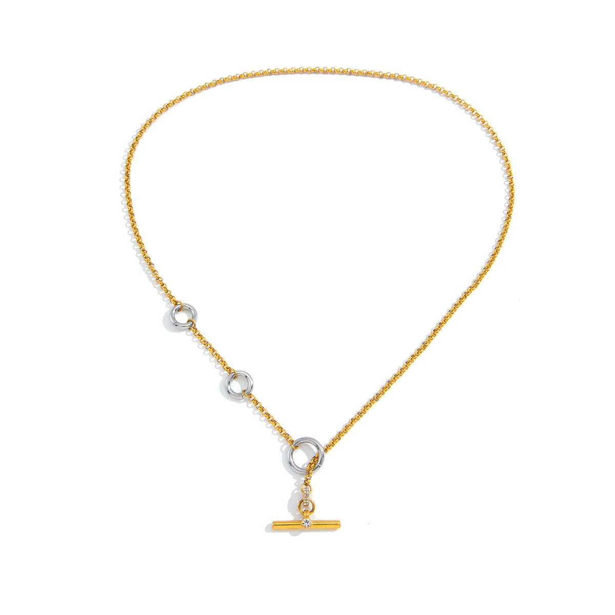 Wholesale Women's Stainless Steel Geometric Necklace With Pvd Furnace Vacuum Real Gold Plating - Image 5