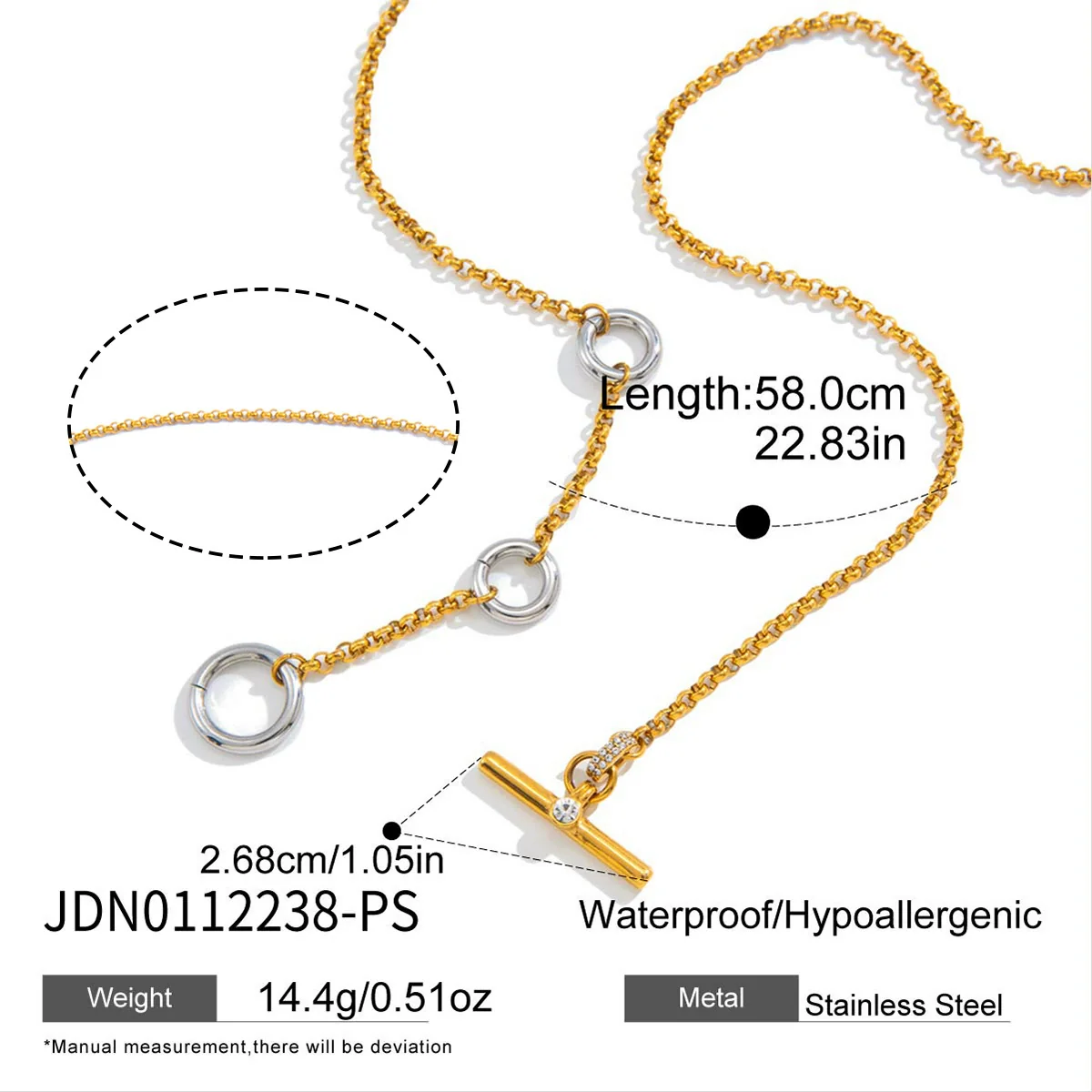 Wholesale Women's Stainless Steel Geometric Necklace With Pvd Furnace Vacuum Real Gold Plating - Image 6