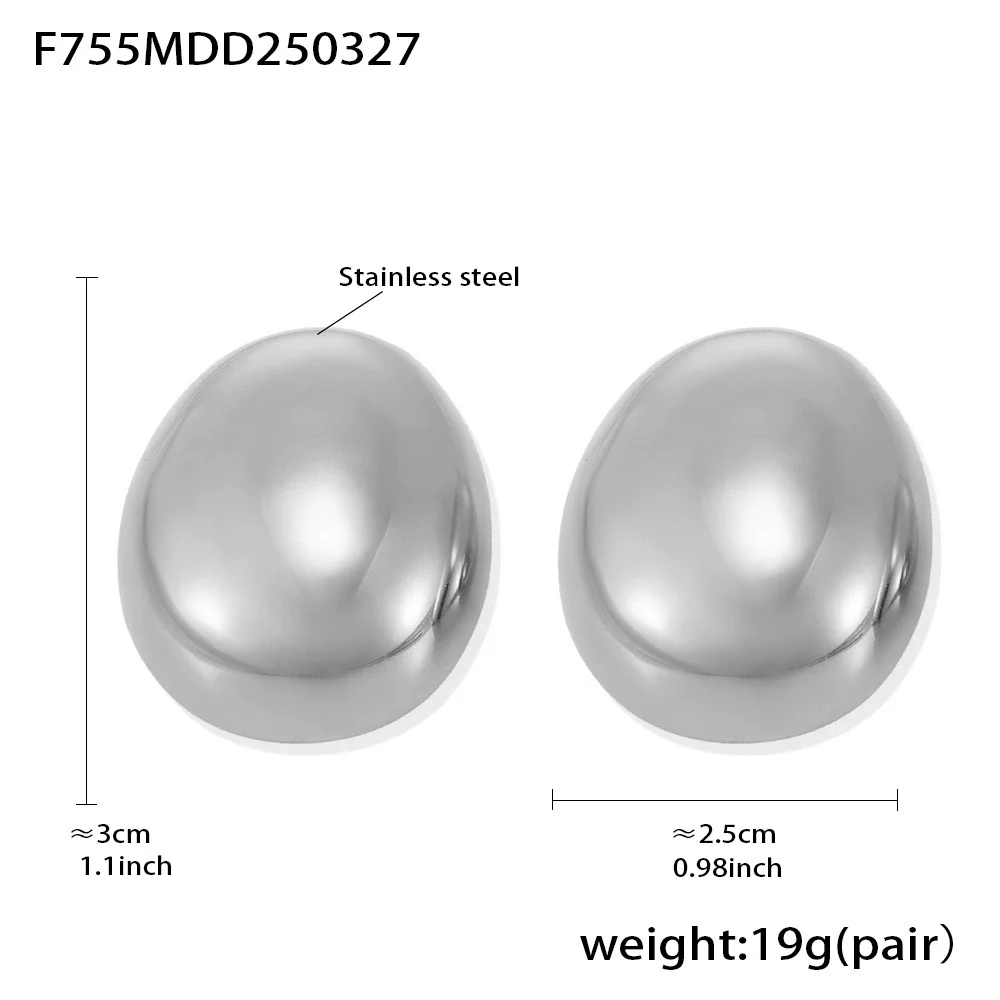 Wholesale Women's Stainless Steel Geometric Oval Frosted Brushed Light Luxury Style Electroplated Earrings - Image 6