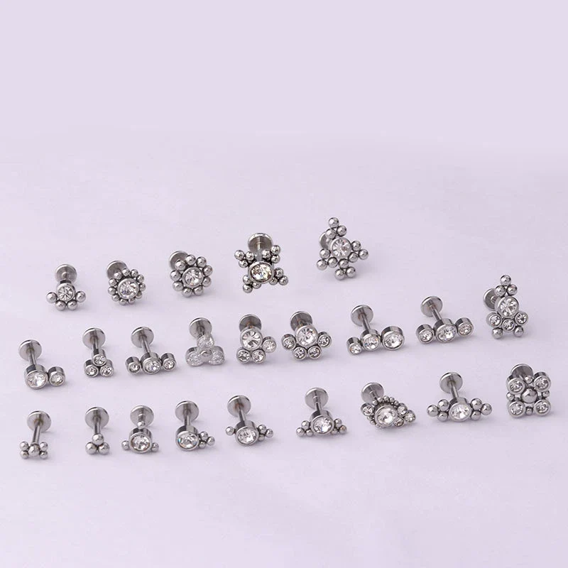 Wholesale Women's Stainless Steel Geometric Puncture Earrings With Electroplating Treatment - Image 2