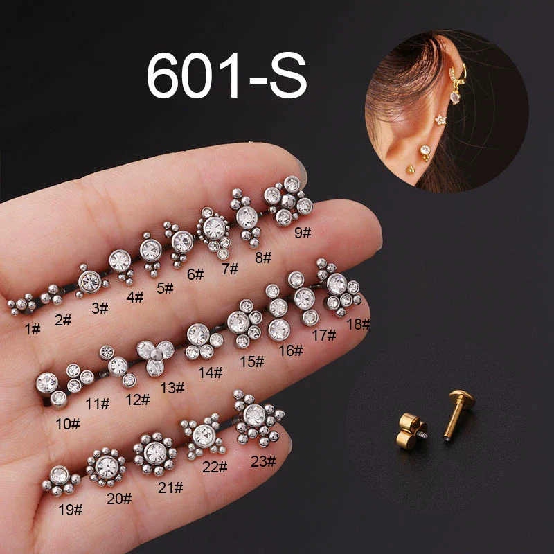 Wholesale Women's Stainless Steel Geometric Puncture Earrings With Electroplating Treatment - Image 5
