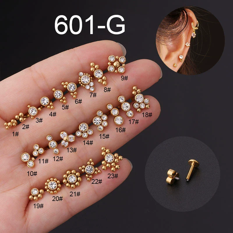 Wholesale Women's Stainless Steel Geometric Puncture Earrings With Electroplating Treatment - Image 6