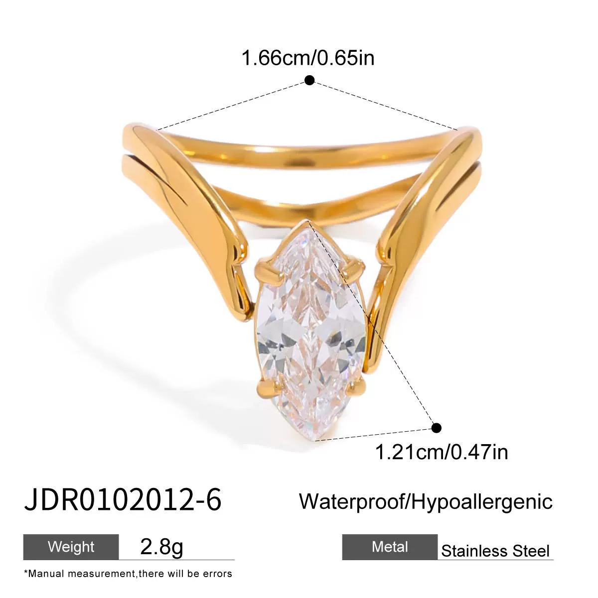Wholesale Women's Stainless Steel Geometric Ring With Pvd Furnace Vacuum Real Gold Plating - Image 16