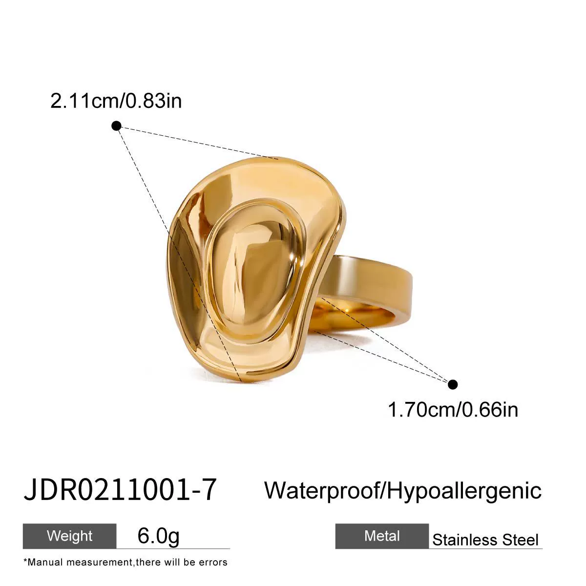 Wholesale Women's Stainless Steel Geometric Ring With Pvd Furnace Vacuum Real Gold Plating - Image 19