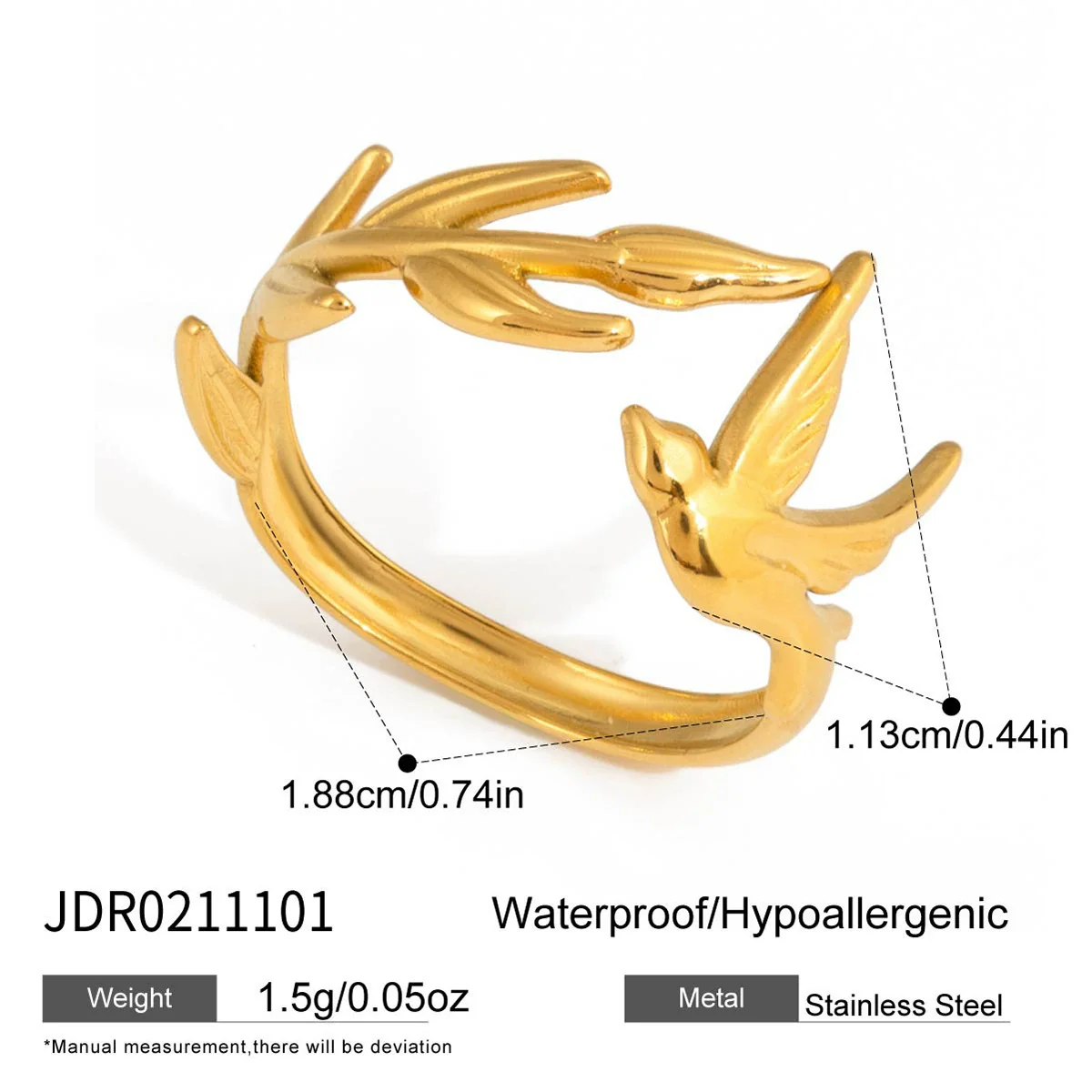 Wholesale Women's Stainless Steel Geometric Ring With Pvd Furnace Vacuum Real Gold Plating - Image 21
