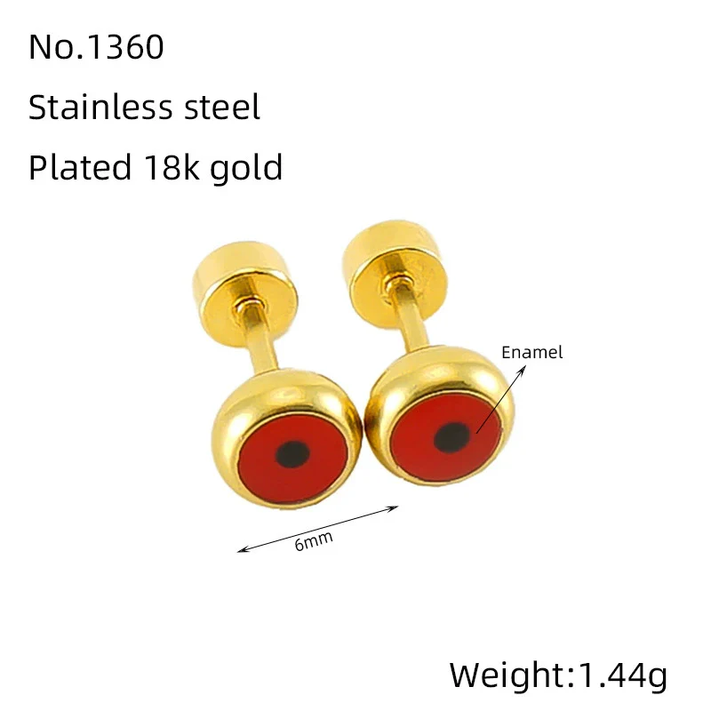 Wholesale Women's 316L Stainless Steel Geometric Round Eyes Earrings 18K Gold Electroplated - Image 4